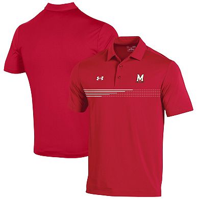 Men's Under Armour Red Maryland Terrapins Tee To Green Stripe Polo