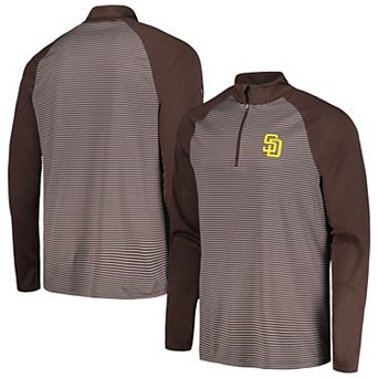 Men's Levelwear Brown San Diego Padres Charter Striped Raglan Quarter-Zip Top