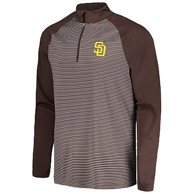 Men's Levelwear Brown San Diego Padres Charter Striped Raglan Quarter-Zip Top