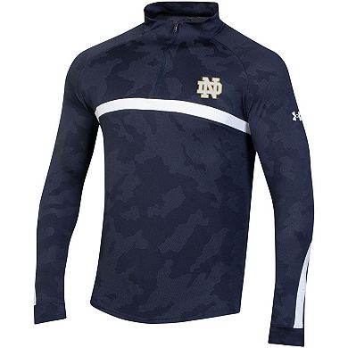 Men's Under Armour Navy Notre Dame Fighting Irish Game Day Camo Raglan Quarter-Zip Top