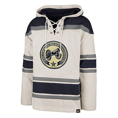 Men's '47 Oatmeal Columbus Blue Jackets Rockaway Lace-Up Pullover Hoodie