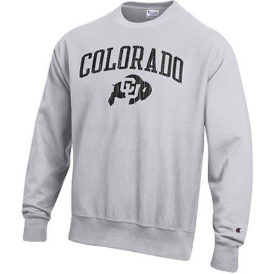 Men's Champion Silver Colorado Buffaloes Arch Over Logo Reverse Weave Pullover Sweatshirt