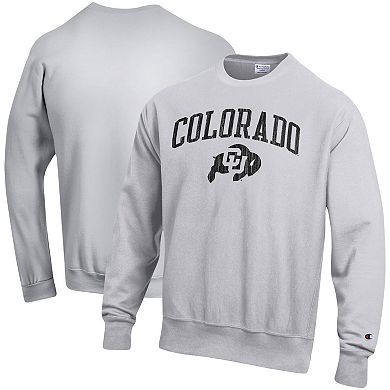 Men's Champion Silver Colorado Buffaloes Arch Over Logo Reverse Weave Pullover Sweatshirt