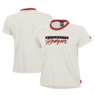 Women's Under Armour White Wisconsin Badgers Iconic T-Shirt