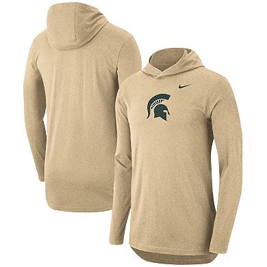 Men's Nike Tan Michigan State Spartans Campus Long Sleeve Hoodie T-Shirt