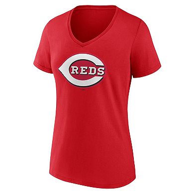 Women's Fanatics Branded Red Cincinnati Reds Core Official Logo V-Neck ...