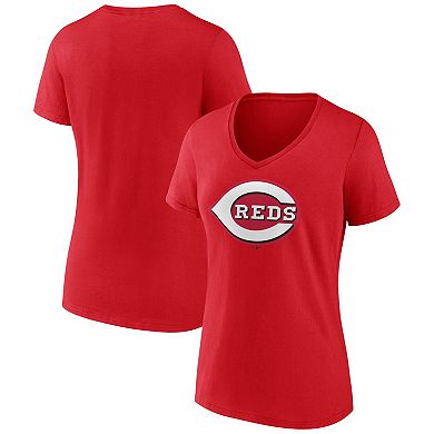 Women's Fanatics Branded Red Cincinnati Reds Core Official Logo V-Neck ...