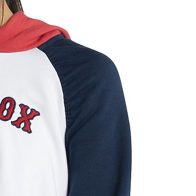 Women's Lusso White Boston Red Sox Marlowe Tri-Blend Raglan Pullover Hoodie