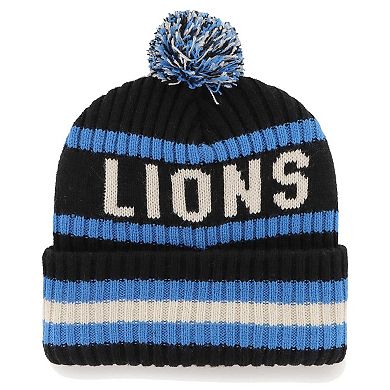 Men's '47 Black Detroit Lions Bering Cuffed Knit Hat with Pom