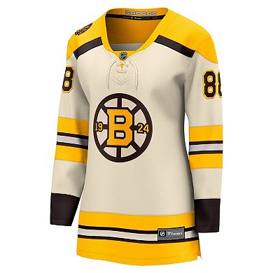 Women's Fanatics Branded David Pastrnak Cream Boston Bruins 100th Anniversary Premier Breakaway Player Jersey