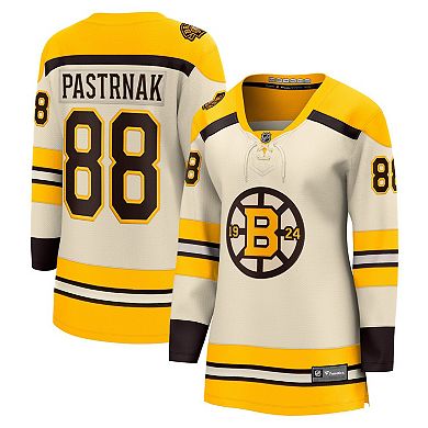 Women's Fanatics Branded David Pastrnak Cream Boston Bruins 100th Anniversary Premier Breakaway Player Jersey