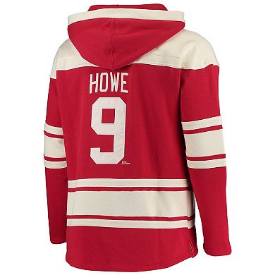 Men's '47 Gordie Howe Red Detroit Red Wings Retired Player Name & Number Lacer Pullover Hoodie