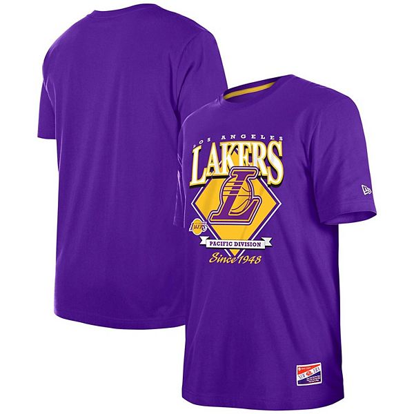 Men's New Era Purple Los Angeles Lakers Throwback T-Shirt