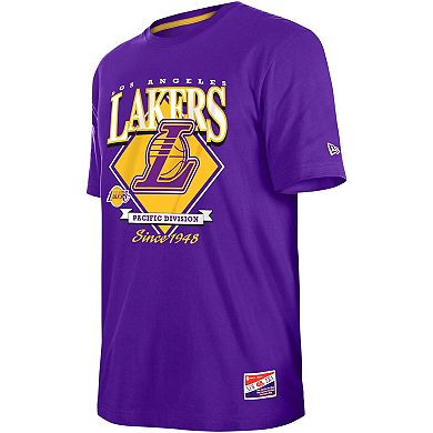 Men's New Era Purple Los Angeles Lakers Throwback T-Shirt