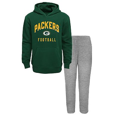 Toddler Green/Heather Gray Green Bay Packers Play by Play Pullover Hoodie & Pants Set