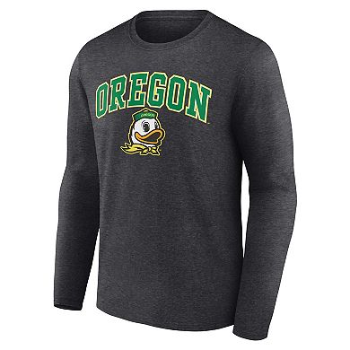 Men's Fanatics Branded Heather Charcoal Oregon Ducks Campus Long Sleeve T-Shirt