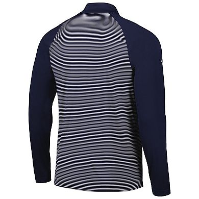 Men's Levelwear Navy Seattle Mariners Charter Striped Raglan Quarter-Zip Top