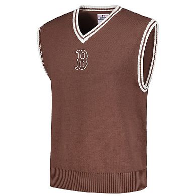 Men's PLEASURES Brown Boston Red Sox Knit V-Neck Pullover Sweater Vest