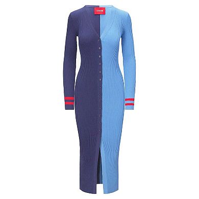 Women's STAUD Navy/Light Blue Tennessee Titans Shoko Knit Button-Up Sweater Dress
