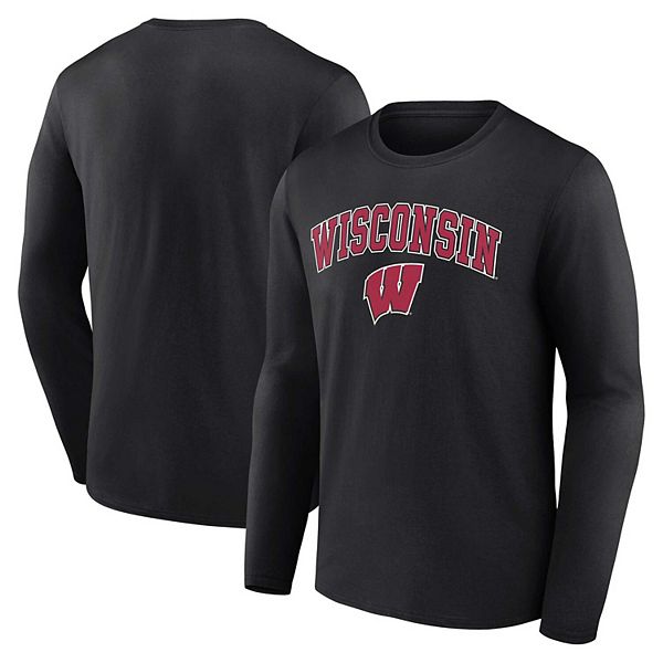 Men's Fanatics Branded Black Wisconsin Badgers Campus Long Sleeve TShirt