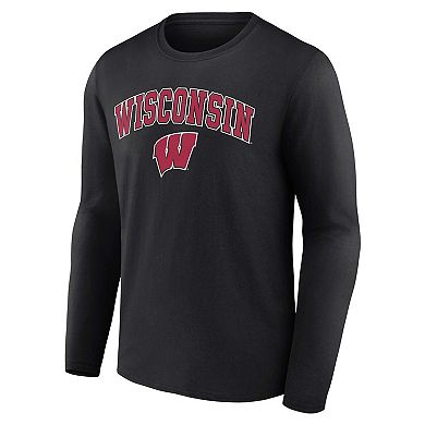 Men's Fanatics Branded Black Wisconsin Badgers Campus Long Sleeve T-Shirt