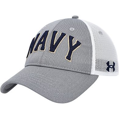 Men's Under Armour Gray Navy Midshipmen 2023 Sideline Trucker ...