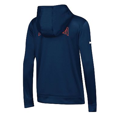 Women's Under Armour Navy Auburn Tigers 2023 Sideline Performance Pullover Hoodie
