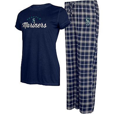 Women's Concepts Sport Navy/Gray Seattle Mariners Arctic T-Shirt & Flannel Pants Sleep Set