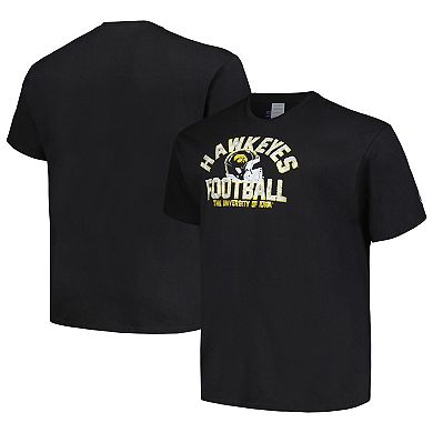 Men's Champion Black Iowa Hawkeyes Big & Tall Football Helmet T-Shirt