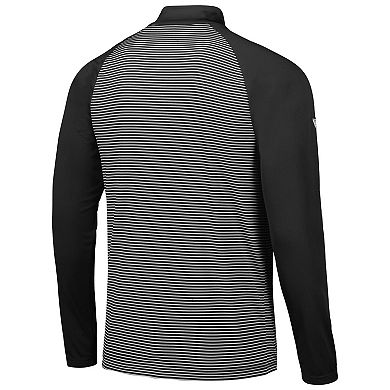 Men's Levelwear Black Chicago White Sox Charter Striped Raglan Quarter-Zip Top