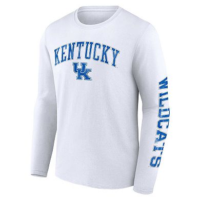 Men's Fanatics Branded White Kentucky Wildcats Distressed Arch Over Logo Long Sleeve T-Shirt