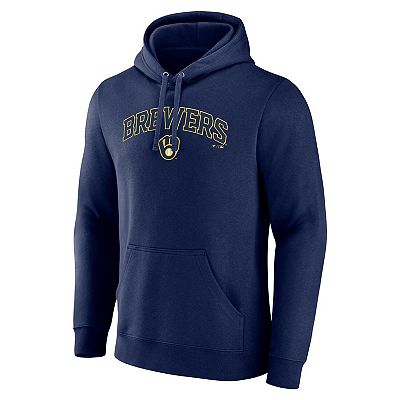Men s Fanatics Branded Navy Milwaukee Brewers Team Lockup Pullover Hoodie