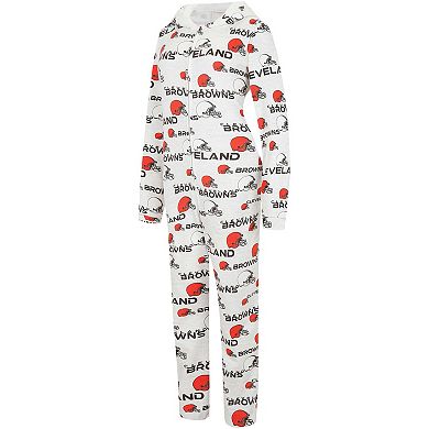 Women's Concepts Sport Cream Cleveland Browns Docket Hoodie Full-Zip Union Suit