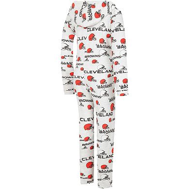 Women's Concepts Sport Cream Cleveland Browns Docket Hoodie Full-Zip Union Suit