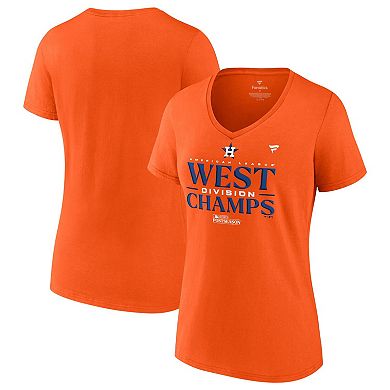Women's Fanatics Branded  Orange Houston Astros 2023 AL West Division Champions Locker Room V-Neck T-Shirt