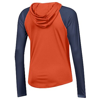 Women's Under Armour Orange Auburn Tigers Gameday Mesh Performance Raglan Hooded Long Sleeve T-Shirt