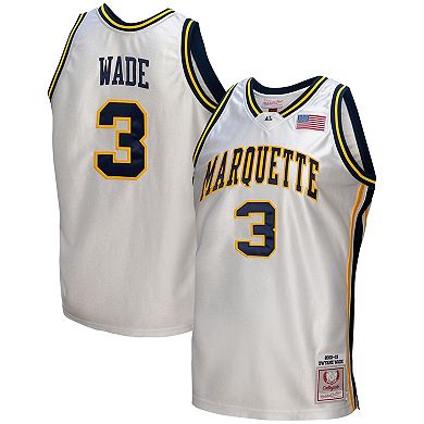 Men's Mitchell & Ness Dwyane Wade White Marquette Golden Eagles College Vault 2002/03 Authentic Jersey