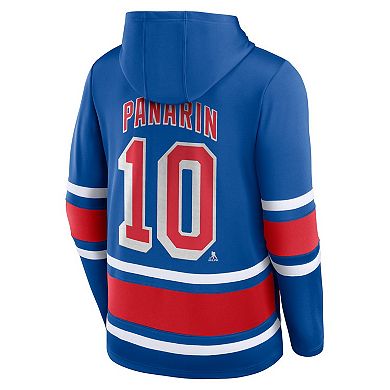 Men's Fanatics Branded Artemi Panarin Royal New York Rangers Name & Number Lace-Up Pullover Hoodie
