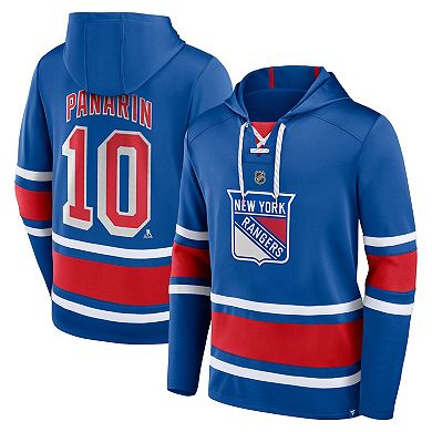 Men's Fanatics Branded Artemi Panarin Royal New York Rangers Name & Number Lace-Up Pullover Hoodie