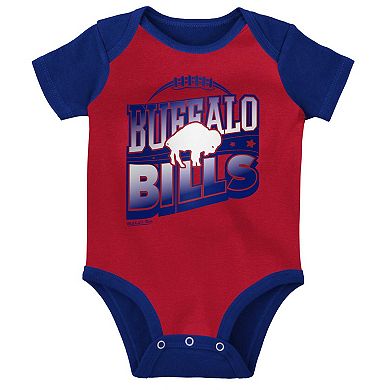 Newborn & Infant Mitchell & Ness Red/Royal Buffalo Bills Throwback Big Score Creeper Bib and Bootie Set