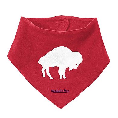 Newborn & Infant Mitchell & Ness Red/Royal Buffalo Bills Throwback Big Score Creeper Bib and Bootie Set