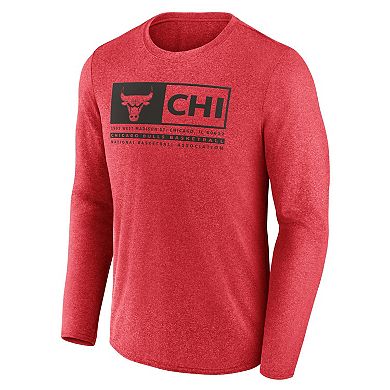 Men's Fanatics Branded Heather Red Chicago Bulls Three-Point Play T-Shirt