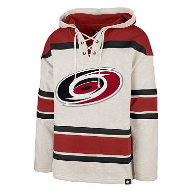 Men's '47 Oatmeal Carolina Hurricanes Rockaway Lace-Up Pullover Hoodie