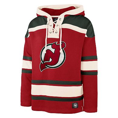 Men's '47 Martin Brodeur Red New Jersey Devils Retired Player Name & Number Lacer Pullover Hoodie