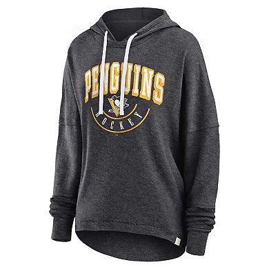 Women's Fanatics Branded Heather Charcoal Pittsburgh Penguins Lux Lounge Helmet Arch Pullover Hoodie