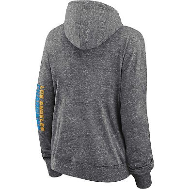 Women's Fanatics Branded Heather Charcoal Los Angeles Chargers Opening Coin Flip Hoodie Full-Zip Sweatshirt