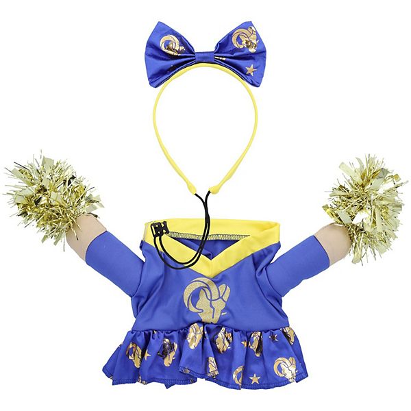  NFL Los Angeles RAMS Officially Licensed Cheer Dog Costume by  MODERN HERO Includes Dress with Faux Stuffed arms and Tinsel pom-poms and  Satin Bow Headband, Size L : Sports 