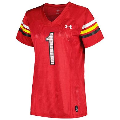 Women's Under Armour #1 Red Maryland Terrapins Replica Football Jersey