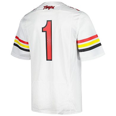 Men's Under Armour #1 White Maryland Terrapins Replica Football Jersey
