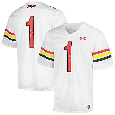 Men's Under Armour #1 White Maryland Terrapins Replica Football Jersey